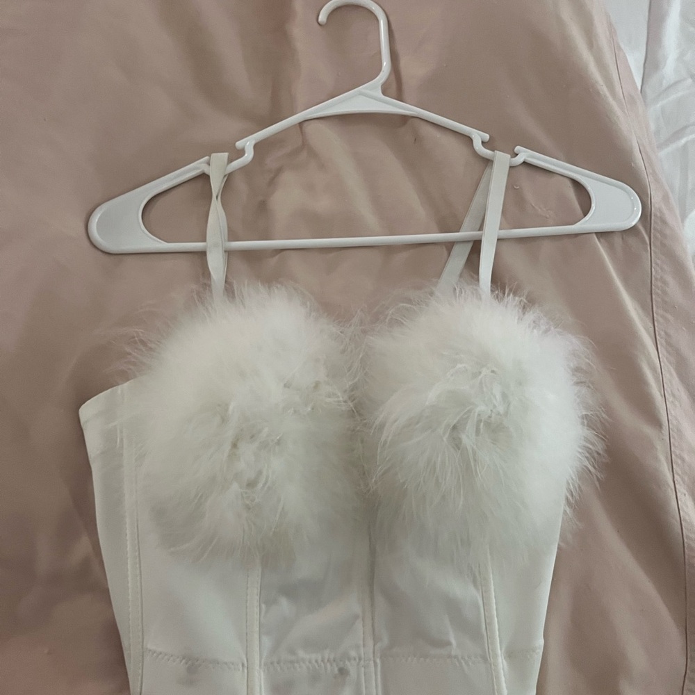 Chic White Fur-Trimmed Top